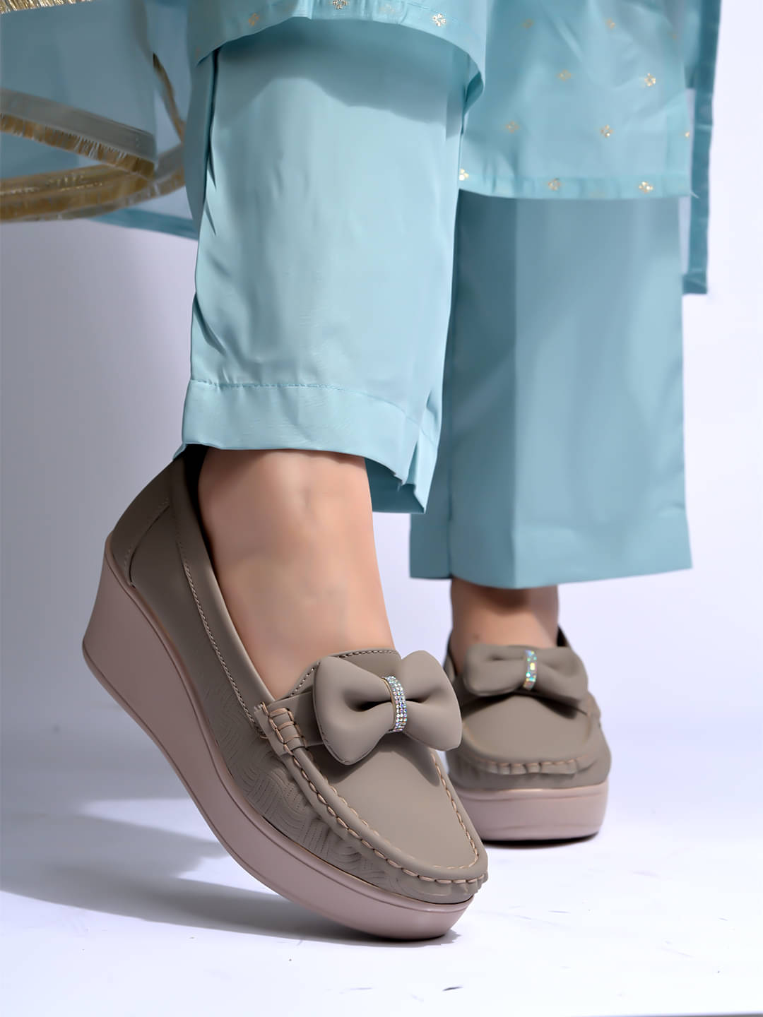     			Shoetopia Light Grey Women's Loafers