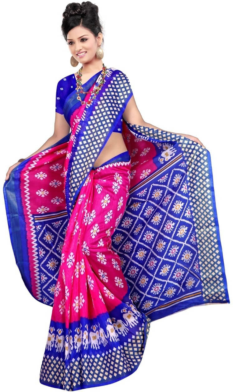     			Suali Art Silk Applique Saree With Unstitched Blouse Piece ( Pink )