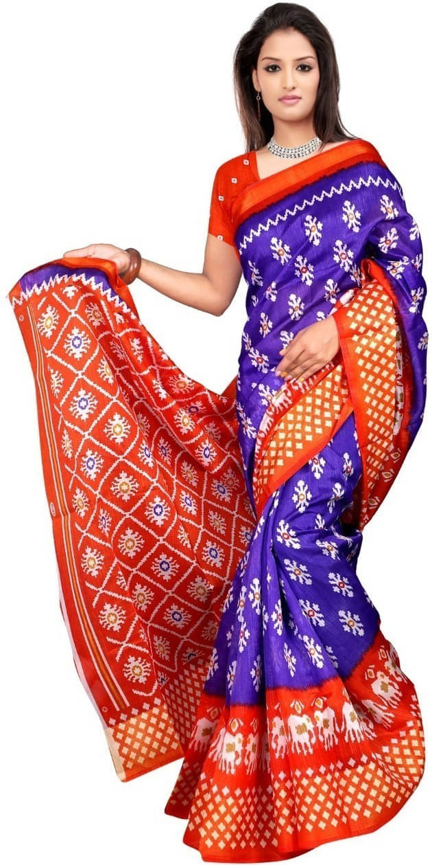     			Suali Art Silk Applique Saree With Unstitched Blouse Piece ( Purple )