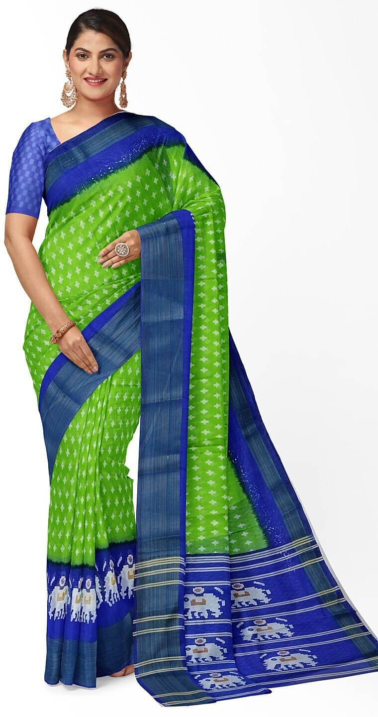     			Suali Art Silk Printed Saree With Unstitched Blouse Piece ( Green )