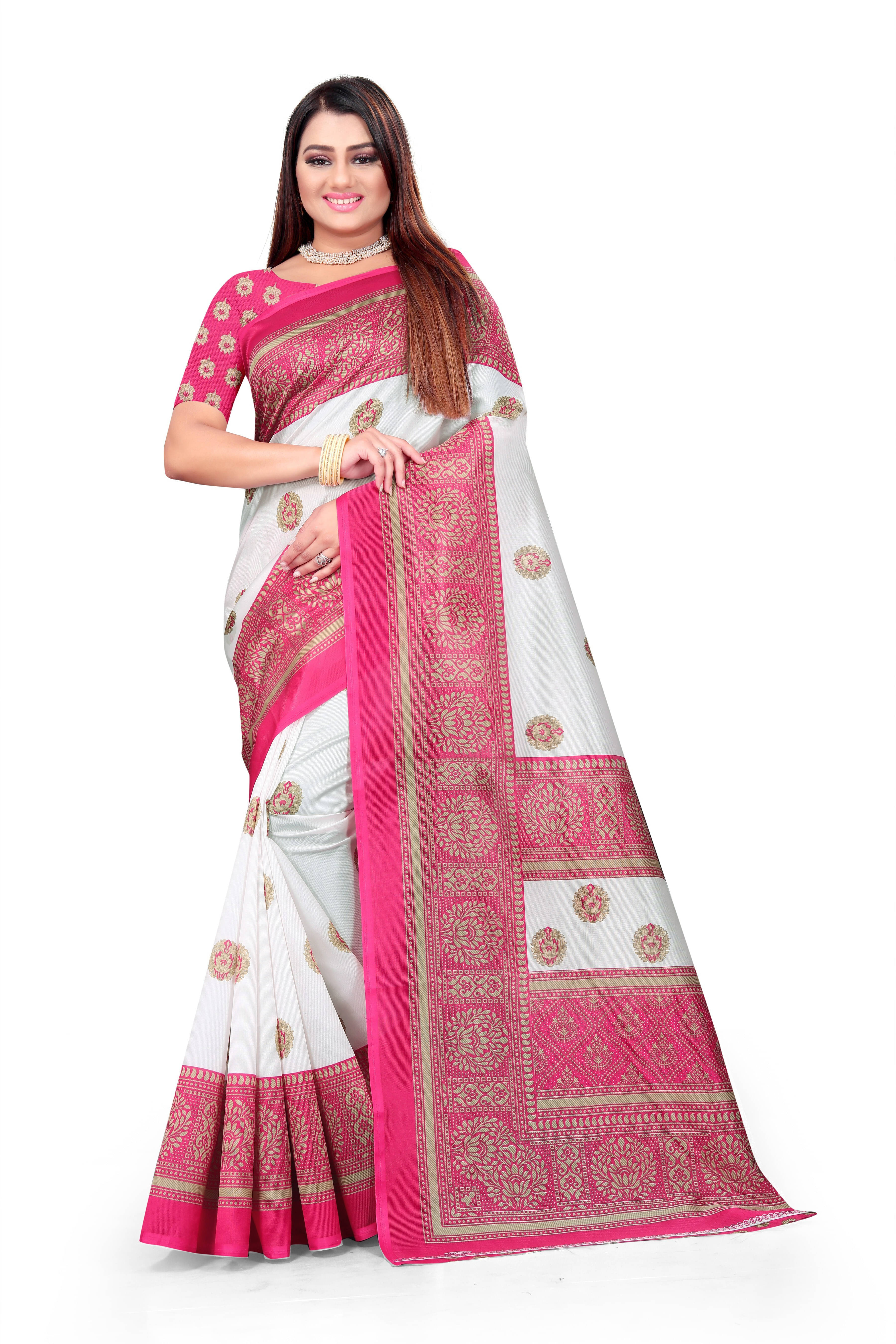     			Suali Art Silk Printed Saree With Unstitched Blouse Piece ( Multicolor )