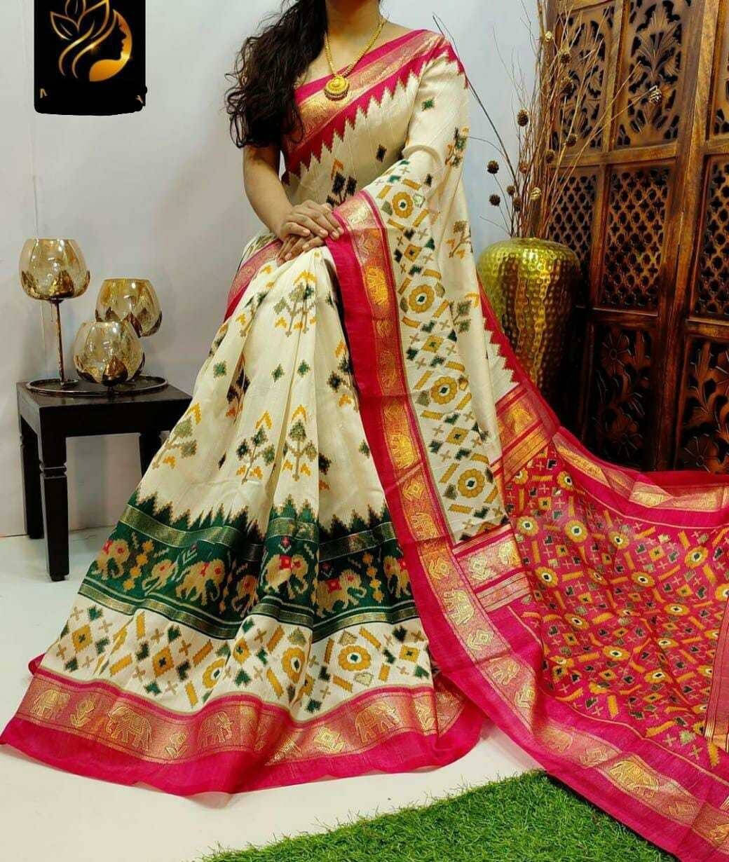     			Suali Art Silk Printed Saree With Unstitched Blouse Piece ( Green )