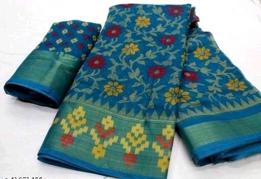     			Suali Art Silk Printed Saree With Unstitched Blouse Piece ( Light Blue )