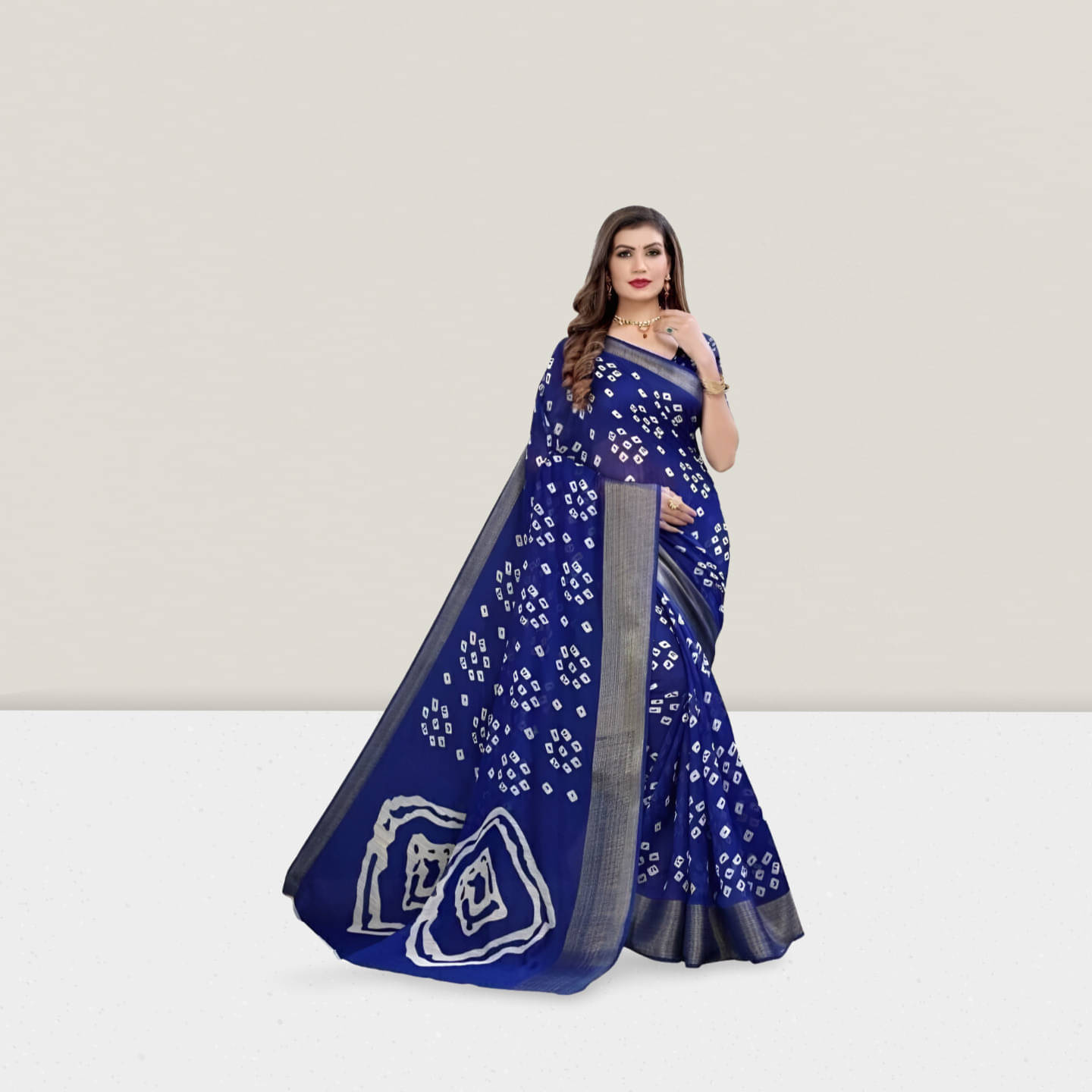     			Suali Art Silk Printed Saree With Unstitched Blouse Piece ( Blue )