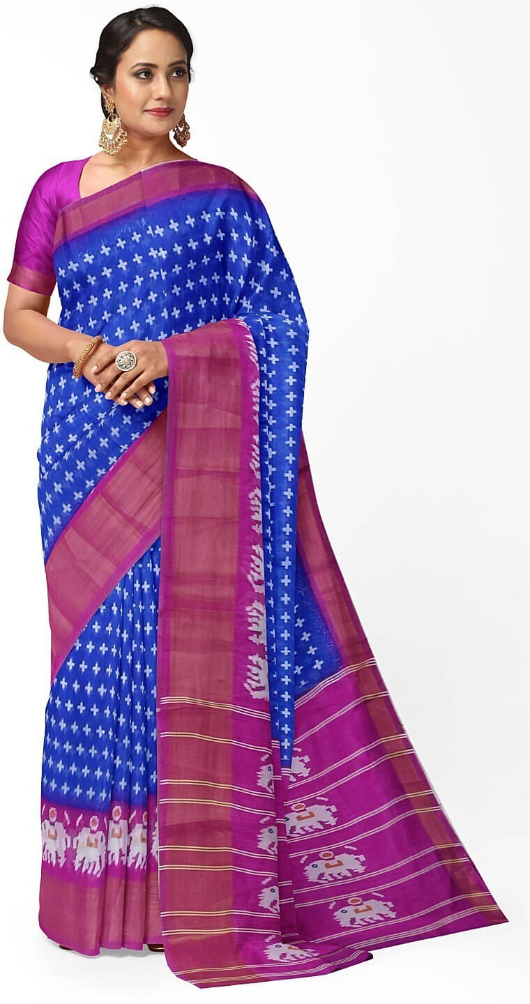     			Suali Art Silk Printed Saree With Unstitched Blouse Piece ( Blue )