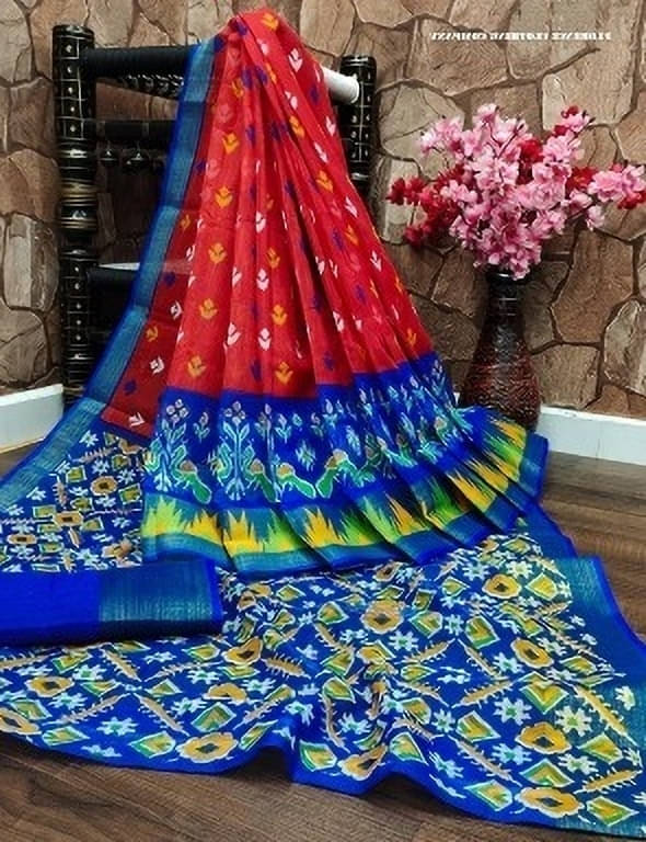     			Suali Art Silk Printed Saree With Unstitched Blouse Piece ( Red )