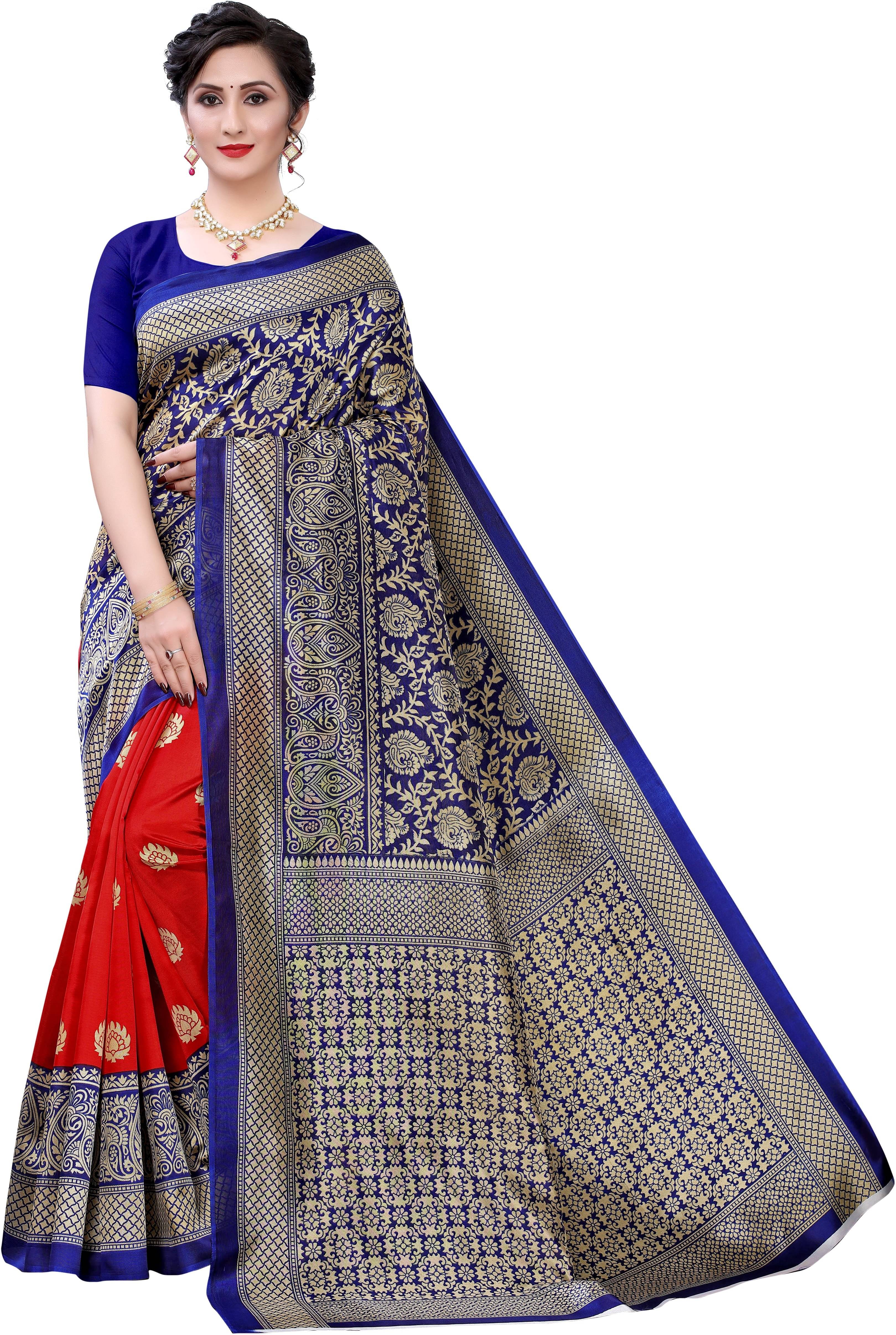     			Suali Art Silk Printed Saree With Unstitched Blouse Piece ( Multicolor )