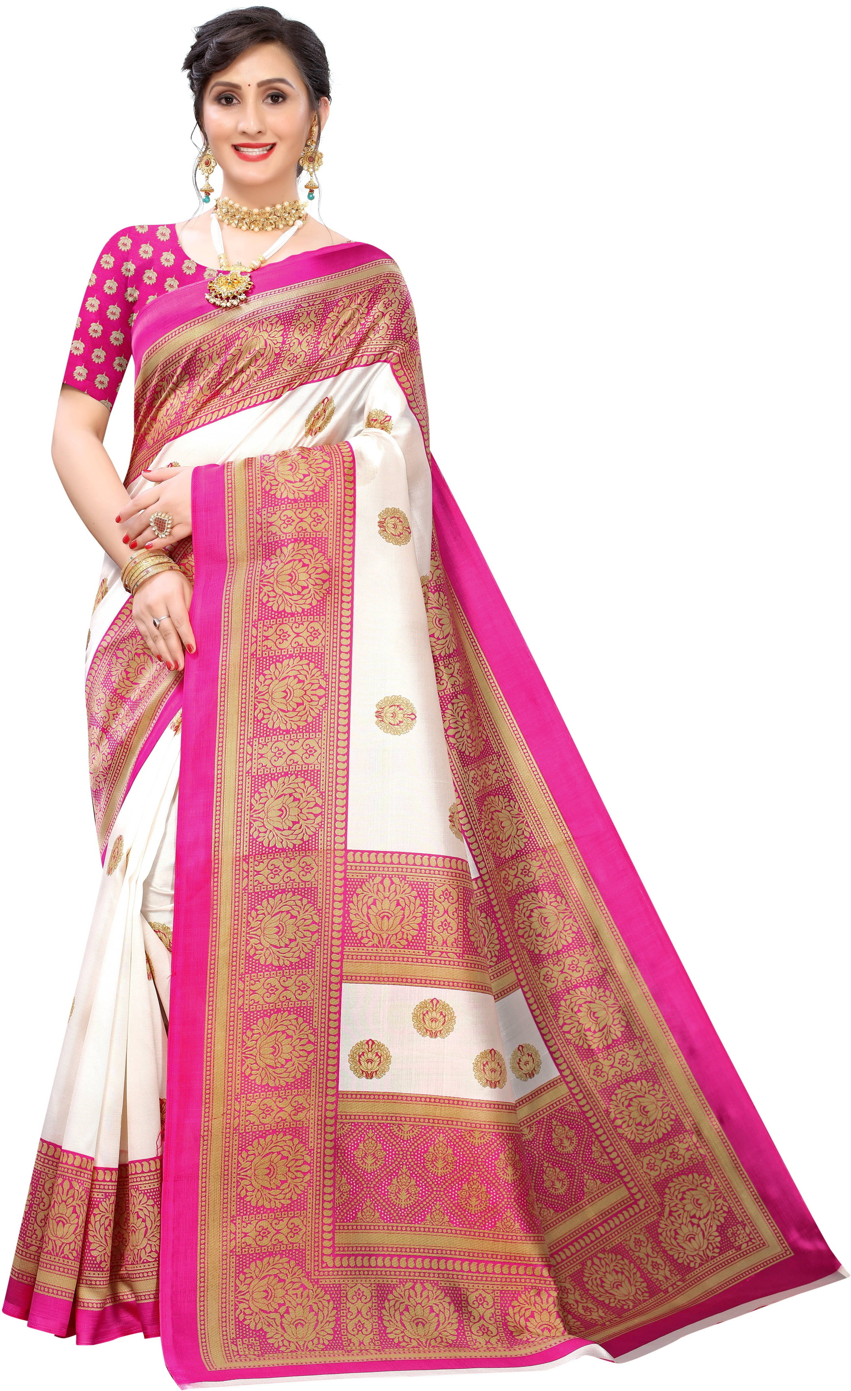 Suali Art Silk Printed Saree With Unstitched Blouse Piece ( Multicolor ) Suali Art Silk Printed Saree With Unstitched Blouse Piece ( Multicolor )