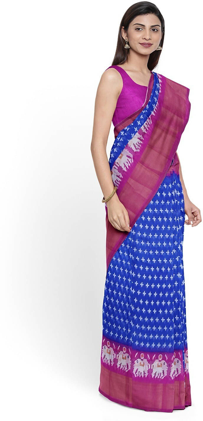     			Suali Art Silk Printed Saree With Unstitched Blouse Piece ( Blue )