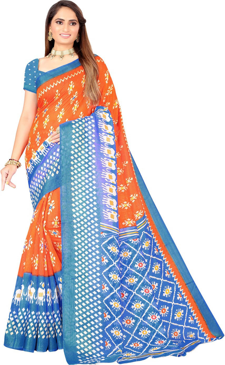     			Suali Art Silk Printed Saree With Unstitched Blouse Piece ( Multicolor )