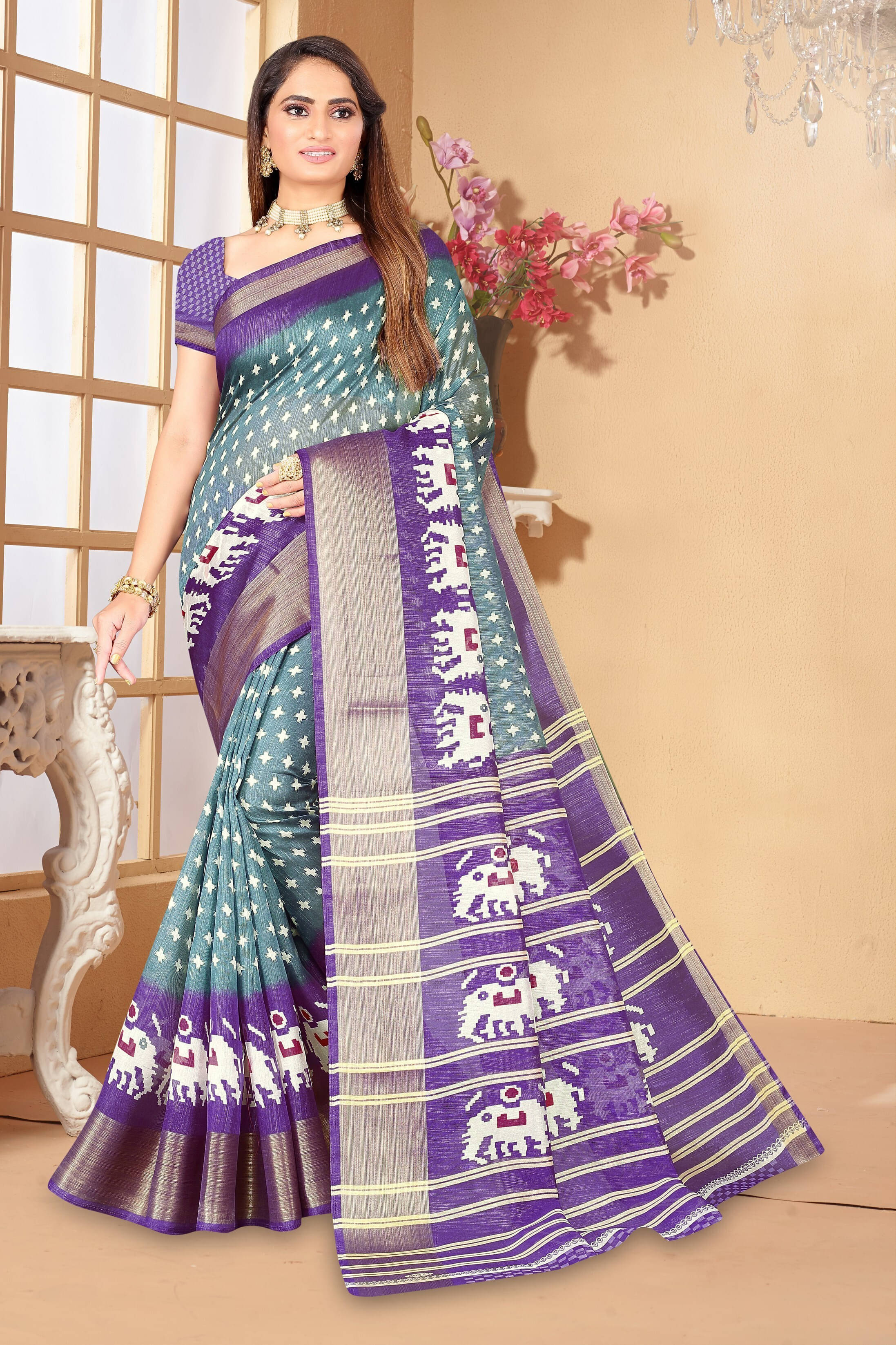 Suali Art Silk Printed Saree With Unstitched Blouse Piece ( Green ) Suali Art Silk Printed Saree With Unstitched Blouse Piece ( Green )