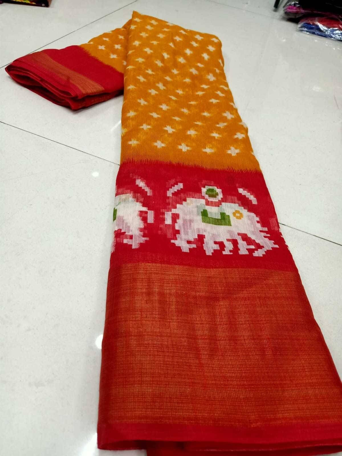     			Suali Art Silk Printed Saree With Unstitched Blouse Piece ( Yellow )