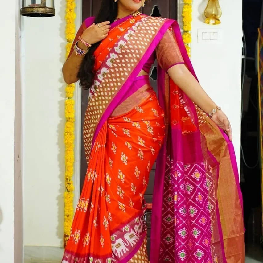    			Suali Art Silk Printed Saree With Unstitched Blouse Piece ( Pink )
