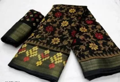 Suali Art Silk Printed Saree With Unstitched Blouse Piece ( Black ) Suali Art Silk Printed Saree With Unstitched Blouse Piece ( Black )