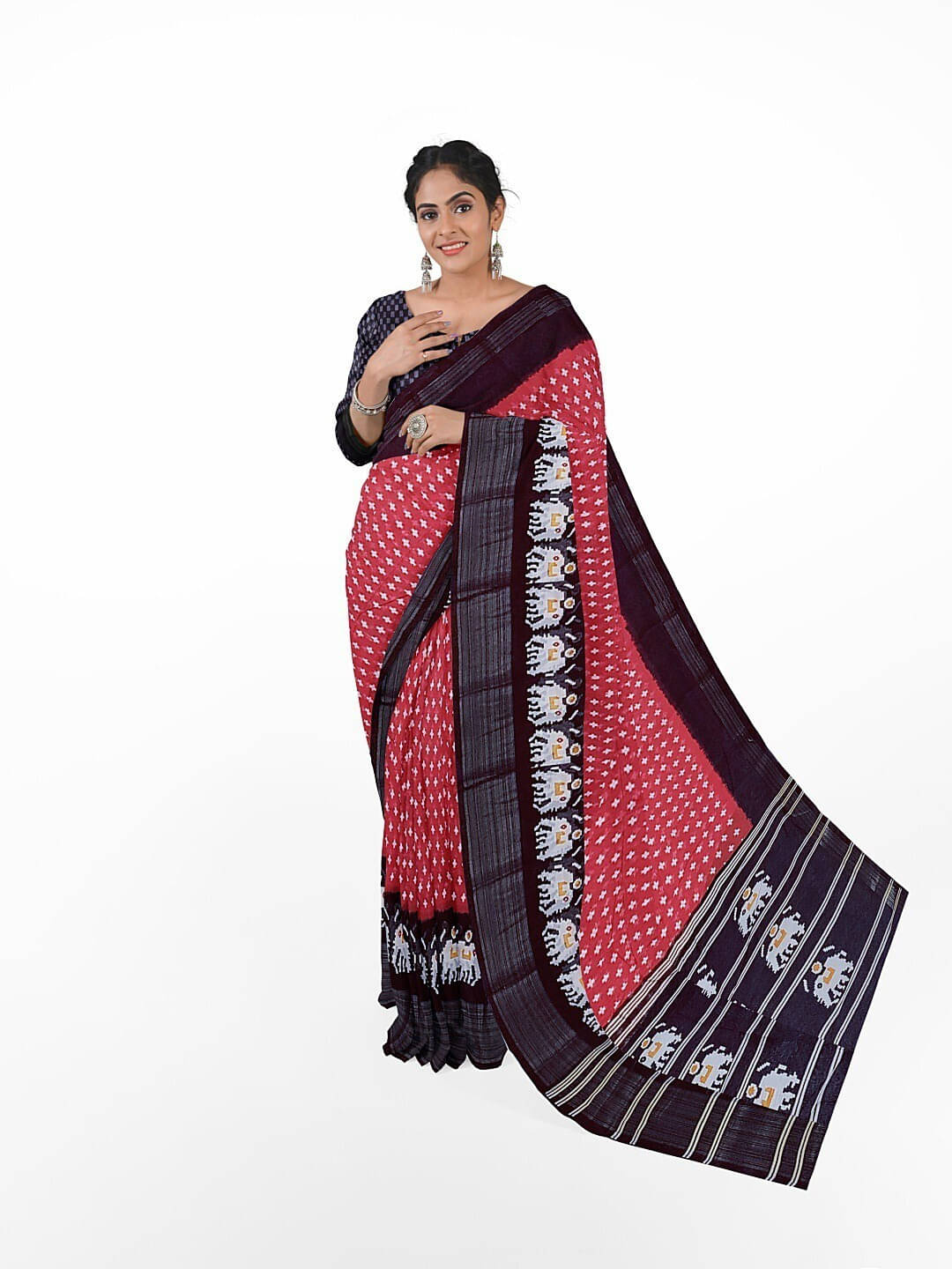     			Suali Art Silk Printed Saree With Unstitched Blouse Piece ( Orange )