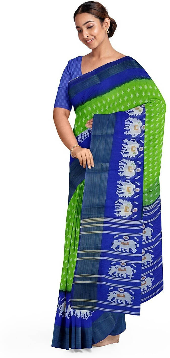     			Suali Art Silk Printed Saree With Unstitched Blouse Piece ( Green )