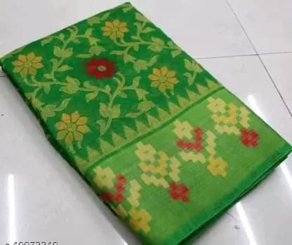     			Suali Art Silk Printed Saree With Unstitched Blouse Piece ( Green )