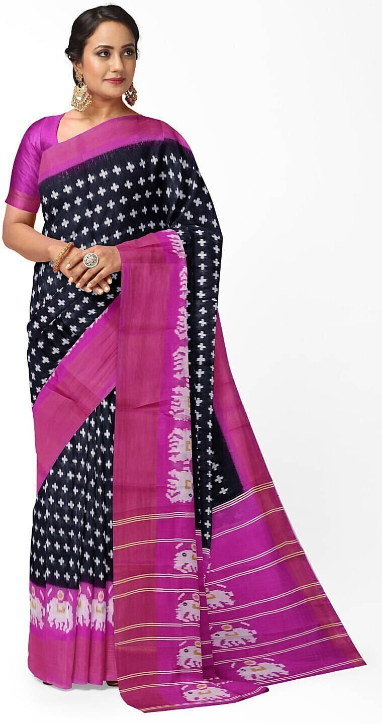     			Suali Art Silk Printed Saree With Unstitched Blouse Piece ( Black )