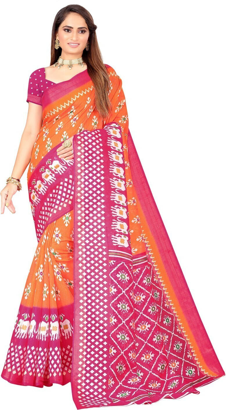     			Suali Art Silk Printed Saree With Unstitched Blouse Piece ( Multicolor )