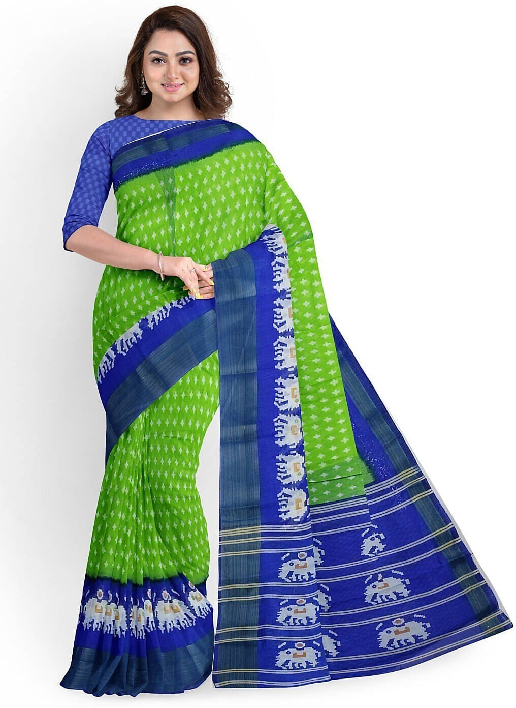     			Suali Art Silk Printed Saree With Unstitched Blouse Piece ( Green )
