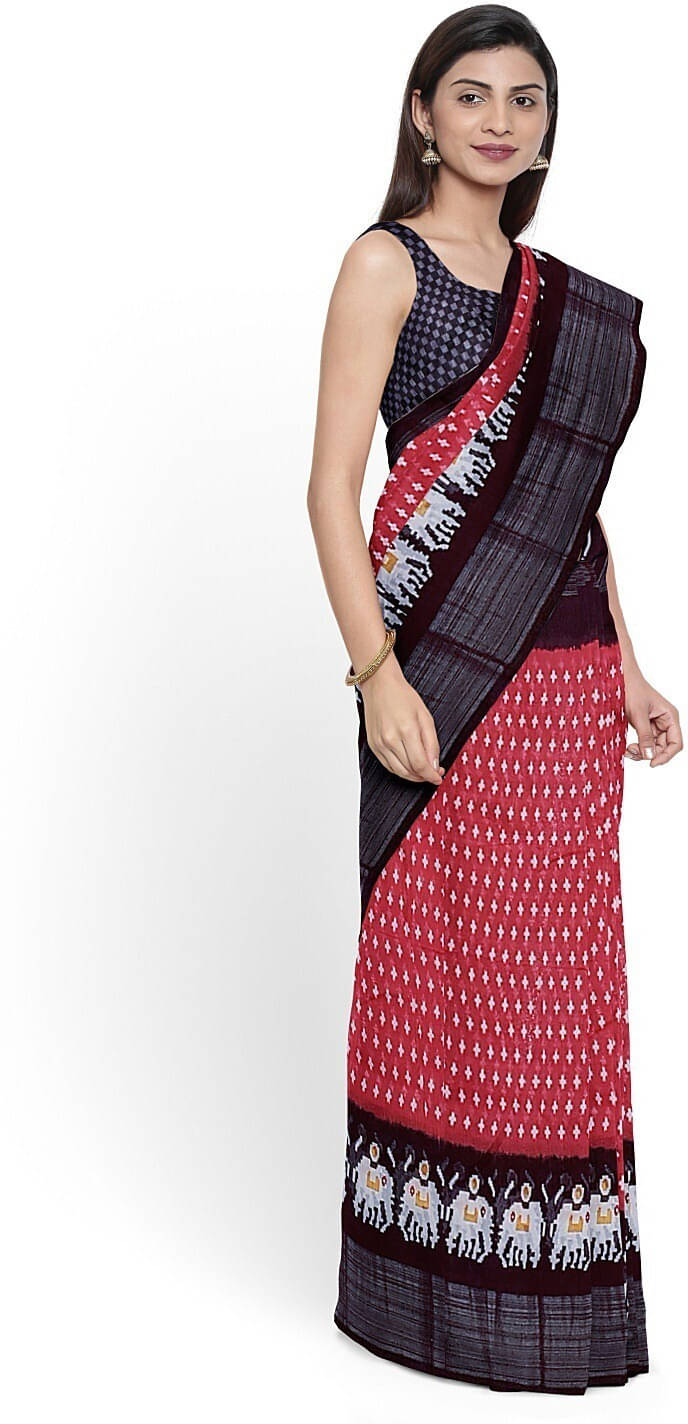     			Suali Art Silk Printed Saree With Unstitched Blouse Piece ( Red )