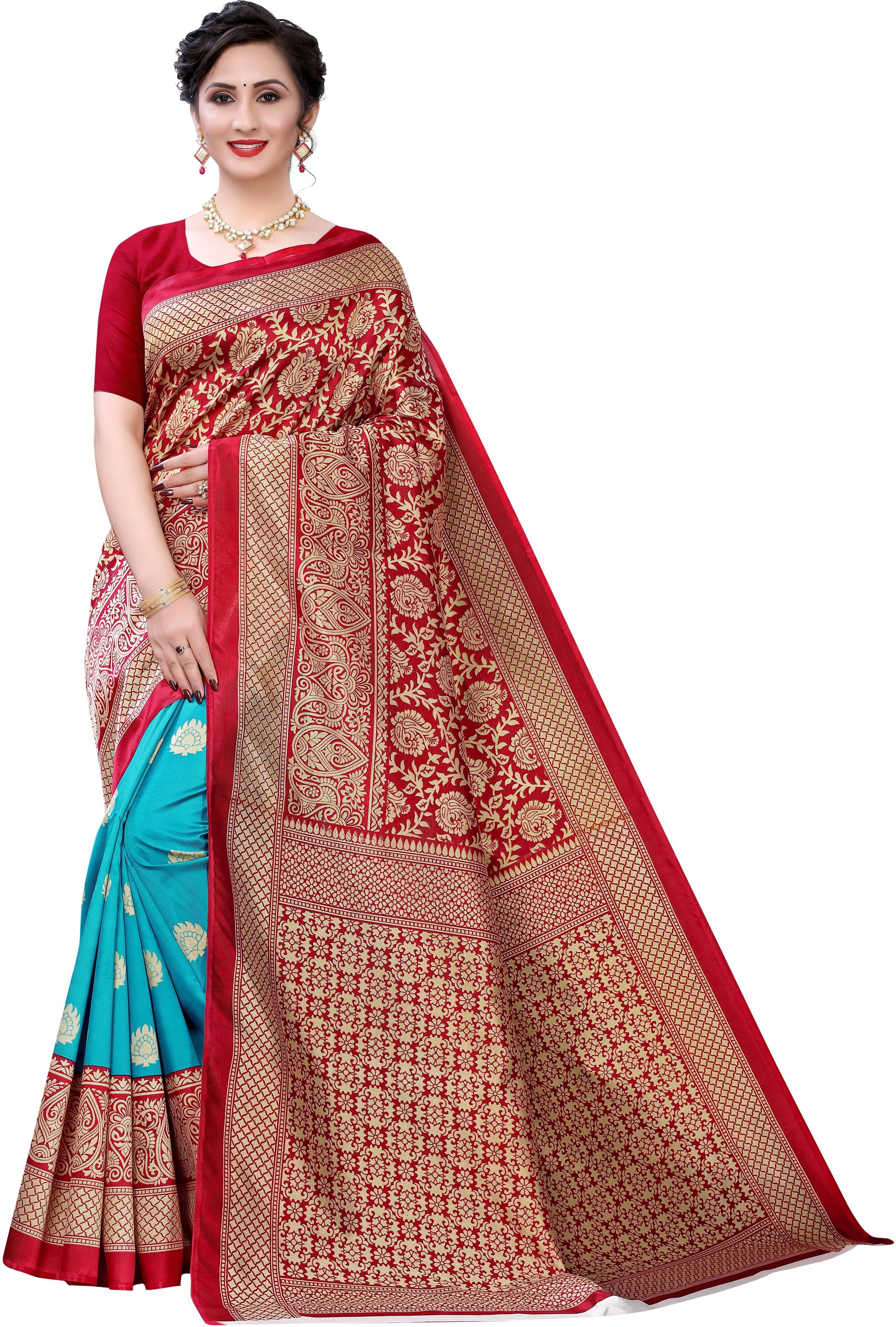 Suali Art Silk Printed Saree With Unstitched Blouse Piece ( Multicolor ) Suali Art Silk Printed Saree With Unstitched Blouse Piece ( Multicolor )