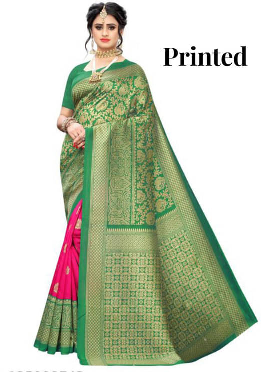     			Suali Art Silk Printed Saree With Unstitched Blouse Piece ( Multicolor )