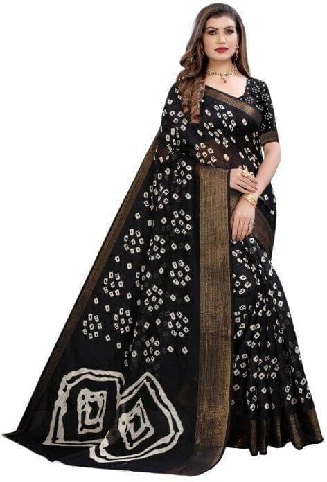 Suali Art Silk Printed Saree With Unstitched Blouse Piece ( Black ) Suali Art Silk Printed Saree With Unstitched Blouse Piece ( Black )
