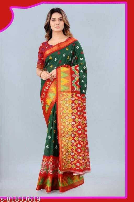     			Suali Art Silk Printed Saree With Unstitched Blouse Piece ( Light Green )