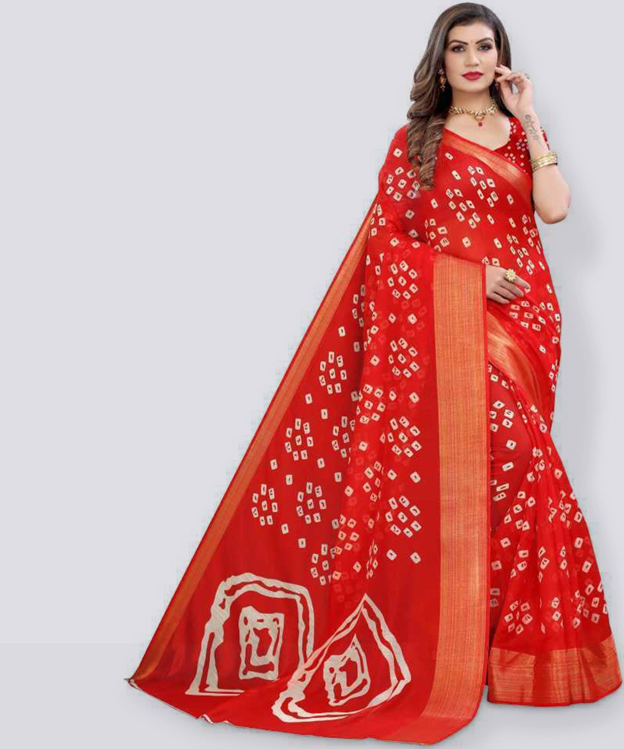     			Suali Art Silk Self Design Saree With Unstitched Blouse Piece ( Red )
