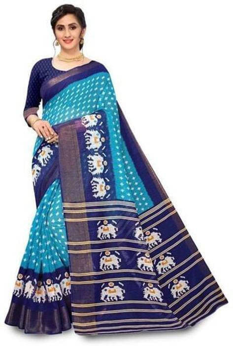     			Suali Art Silk Self Design Saree With Unstitched Blouse Piece ( Blue )