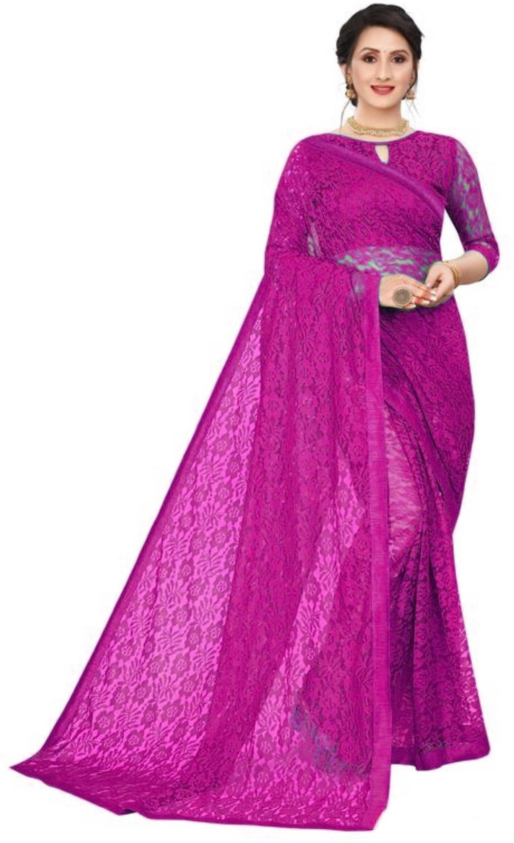     			Suali Art Silk Self Design Saree With Unstitched Blouse Piece ( Purple )