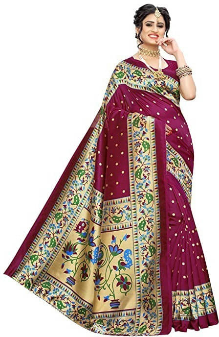    			Suali Art Silk Self Design Saree With Unstitched Blouse Piece ( Multicolor )