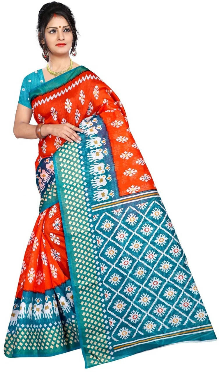Suali Art Silk Self Design Saree With Unstitched Blouse Piece ( Orange ) Suali Art Silk Self Design Saree With Unstitched Blouse Piece ( Orange )