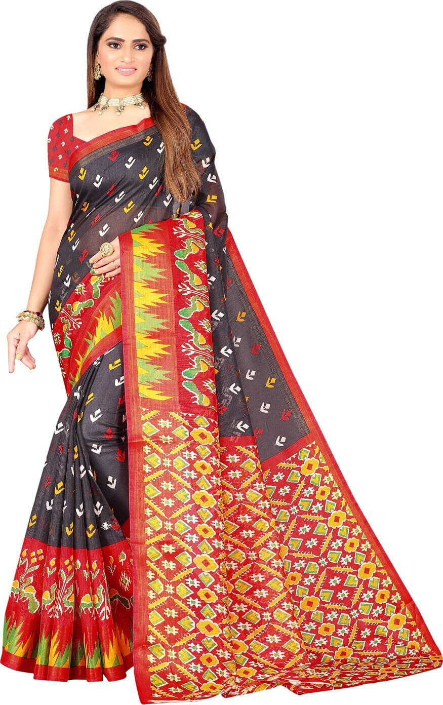     			Suali Art Silk Self Design Saree With Unstitched Blouse Piece ( Black )