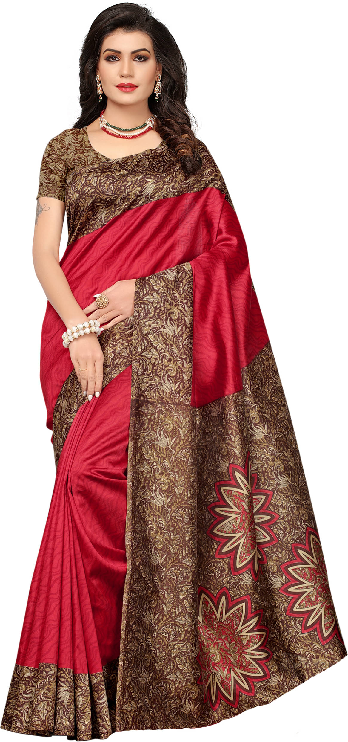     			Suali Art Silk Self Design Saree With Unstitched Blouse Piece ( Multicolor )