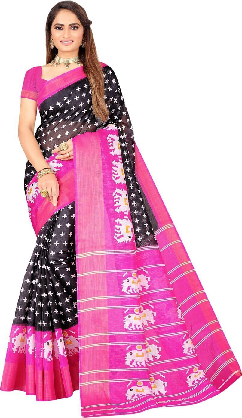     			Suali Art Silk Self Design Saree With Unstitched Blouse Piece ( Black )