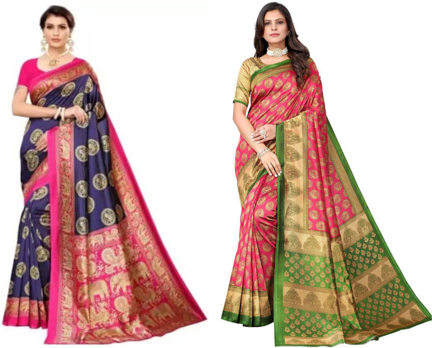    			Suali Art Silk Self Design Saree With Unstitched Blouse Piece ( Multicolor )