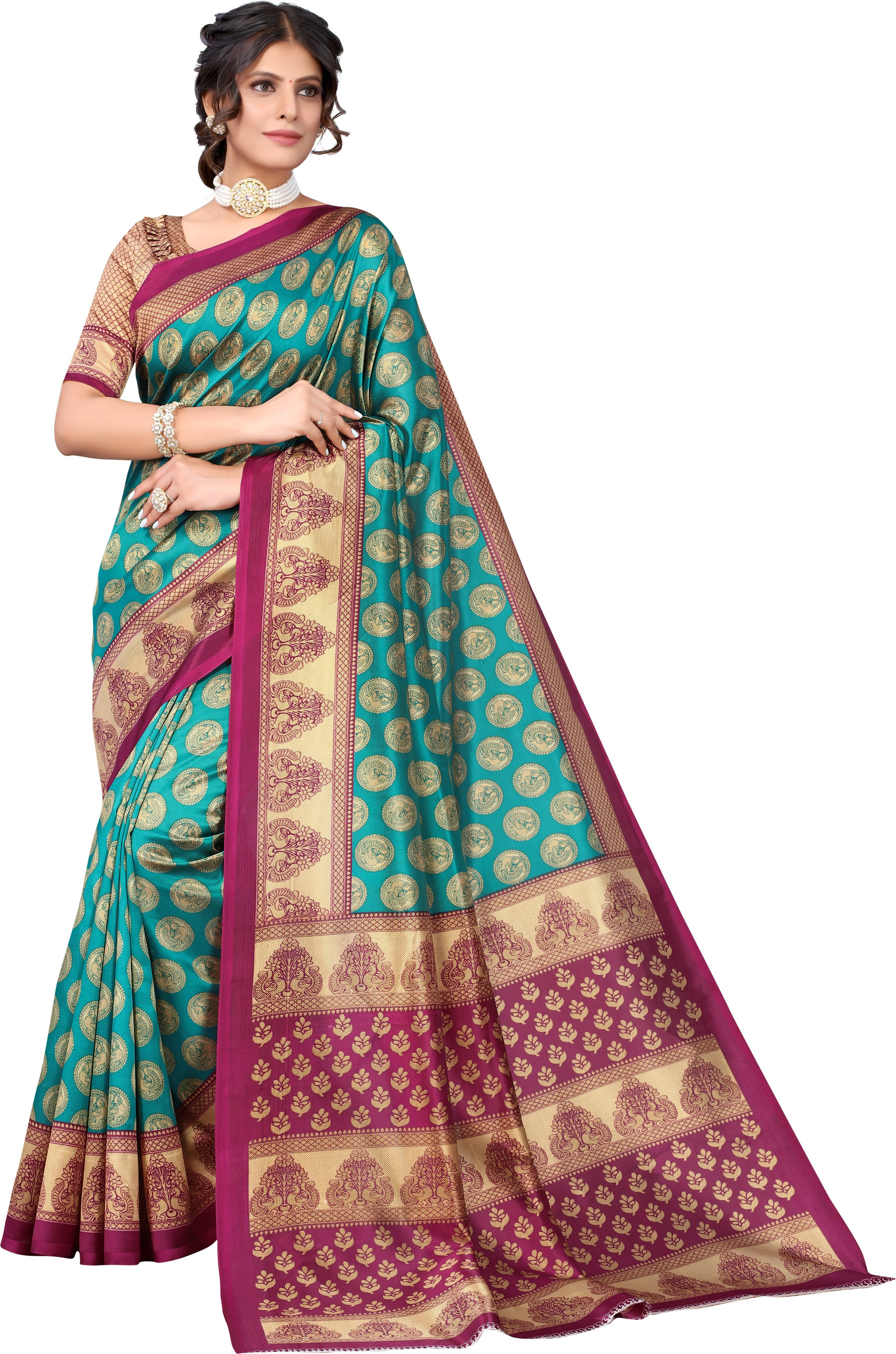     			Suali Art Silk Self Design Saree With Unstitched Blouse Piece ( Light Blue )