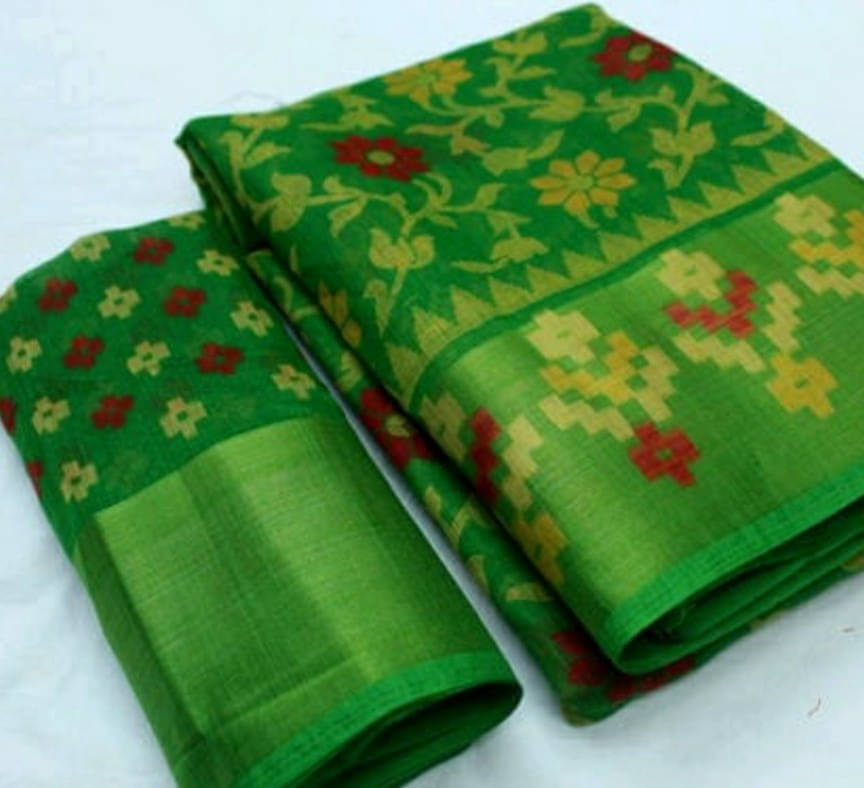     			Suali Brasso Striped Saree With Unstitched Blouse Piece ( Green )