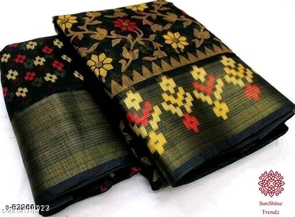     			Suali Cotton Blend Printed Saree With Unstitched Blouse Piece ( Multicolor )