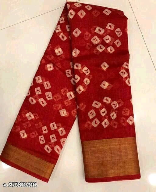     			Suali Cotton Blend Printed Saree With Unstitched Blouse Piece ( Red )