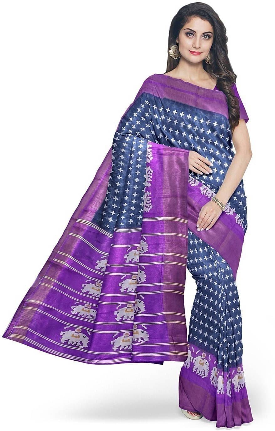     			Suali Cotton Blend Printed Saree With Unstitched Blouse Piece ( Grey )