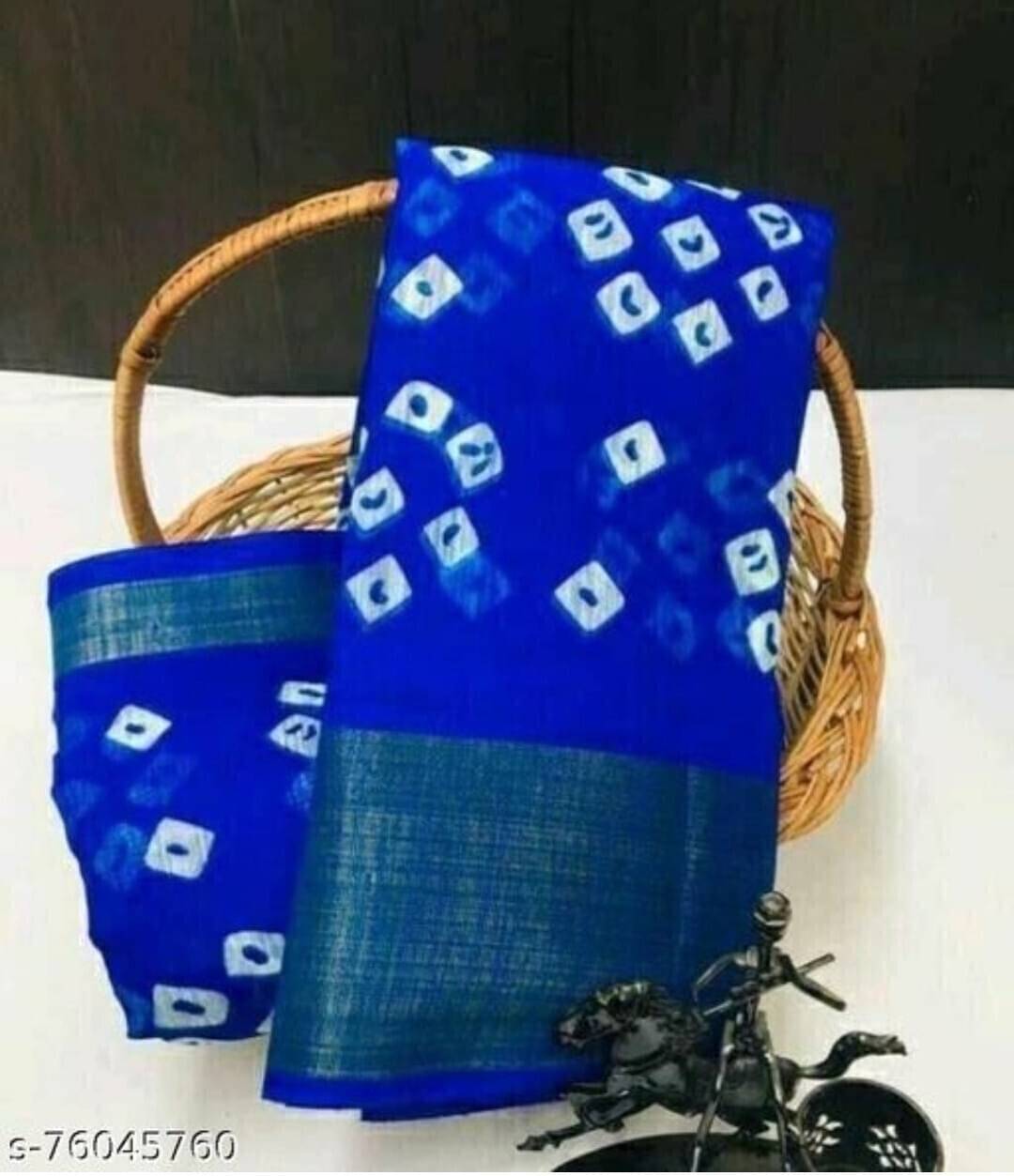 Suali Cotton Blend Printed Saree With Unstitched Blouse Piece ( Blue ) Suali Cotton Blend Printed Saree With Unstitched Blouse Piece ( Blue )