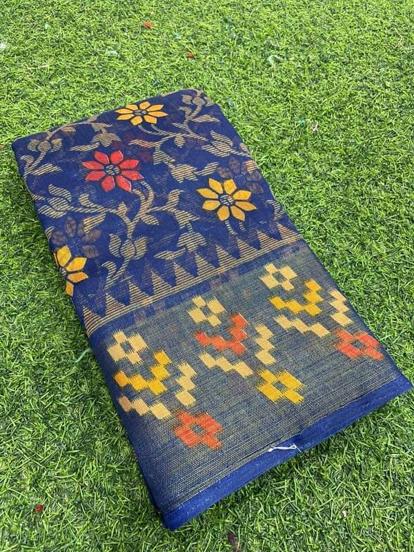 Suali Cotton Blend Printed Saree With Unstitched Blouse Piece ( Blue ) Suali Cotton Blend Printed Saree With Unstitched Blouse Piece ( Blue )