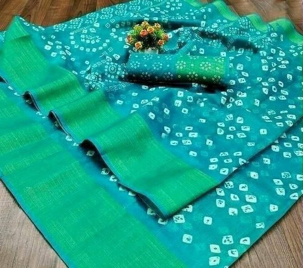     			Suali Cotton Blend Printed Saree With Unstitched Blouse Piece ( Light Blue )