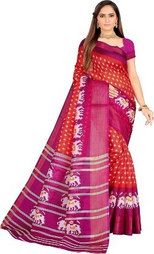 Suali Cotton Blend Printed Saree With Unstitched Blouse Piece ( Multicolor ) Suali Cotton Blend Printed Saree With Unstitched Blouse Piece ( Multicolor )