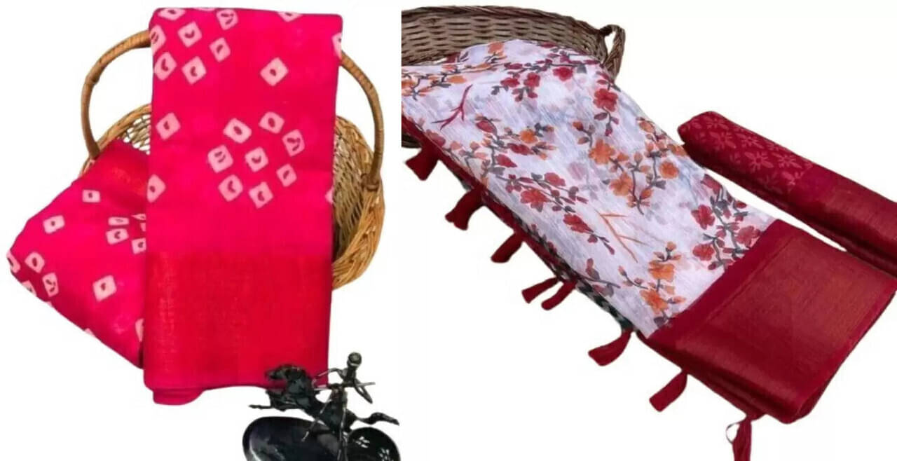 Suali Cotton Blend Printed Saree With Unstitched Blouse Piece ( Multicolor ) Suali Cotton Blend Printed Saree With Unstitched Blouse Piece ( Multicolor )