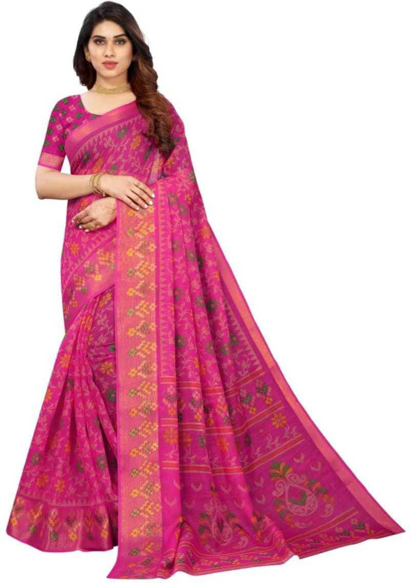     			Suali Cotton Blend Printed Saree With Unstitched Blouse Piece ( Black )