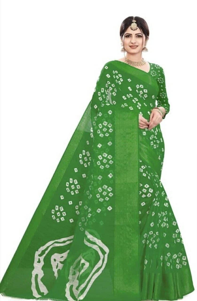 Suali Cotton Blend Printed Saree With Unstitched Blouse Piece ( Green ) Suali Cotton Blend Printed Saree With Unstitched Blouse Piece ( Green )